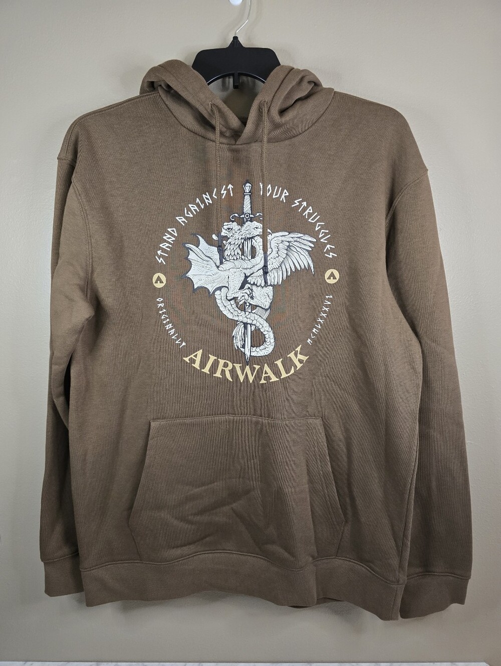 Airwalk Men's Fleece Pullover Hoodie Brown Grunge Skater Punk